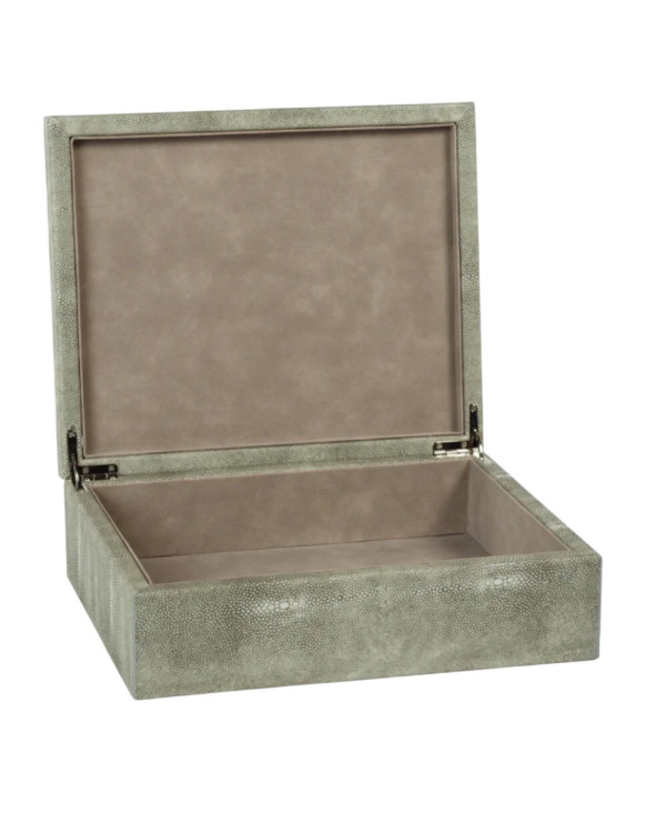 Caja de vinipiel gris grande 