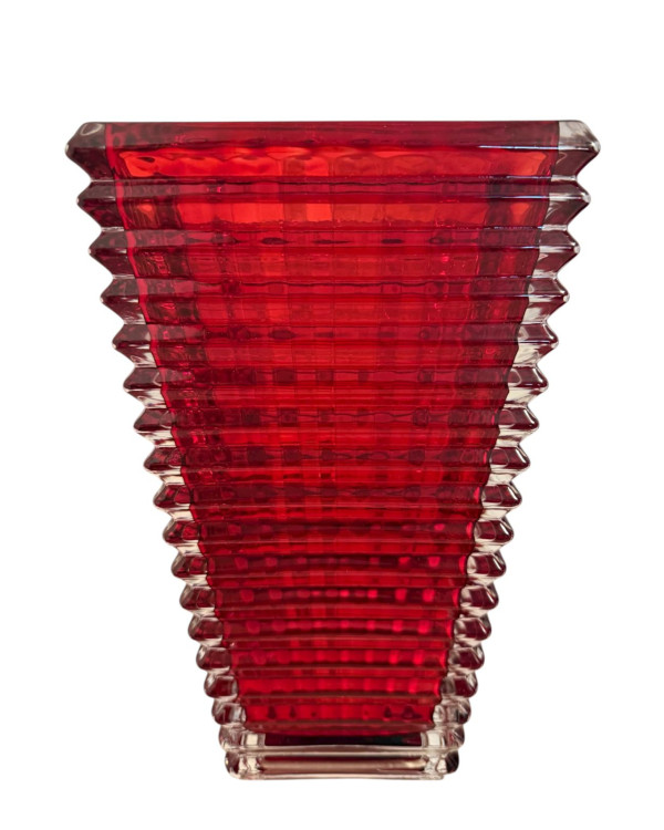 Florero de cristal  rojo grande