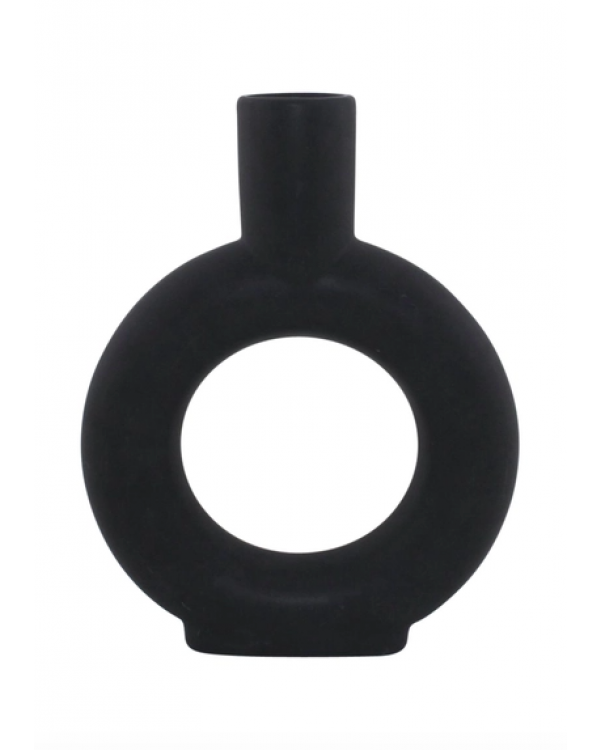 Jarrón de ceramica color negro.