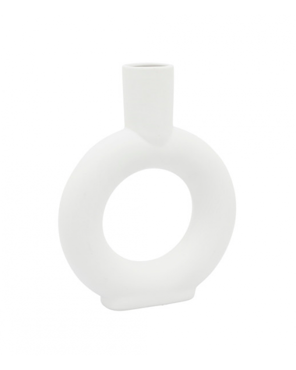 Jarrón de ceramica color blanco.