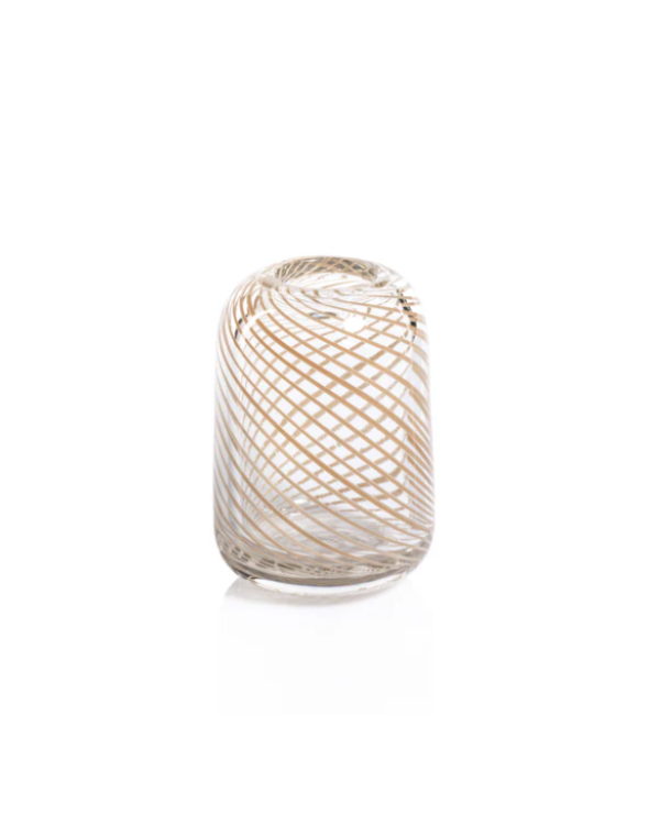 Florero de lineas corto beige