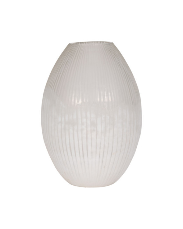 Jarrón de cristal con líneas alto