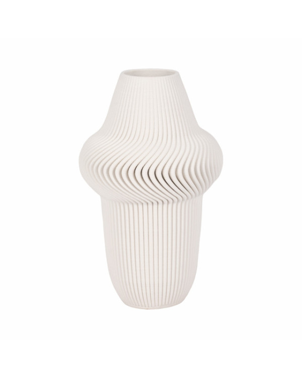 Florero blanco con líneas grande