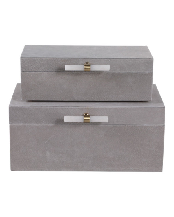 Set de cajas gris con herraje blanco