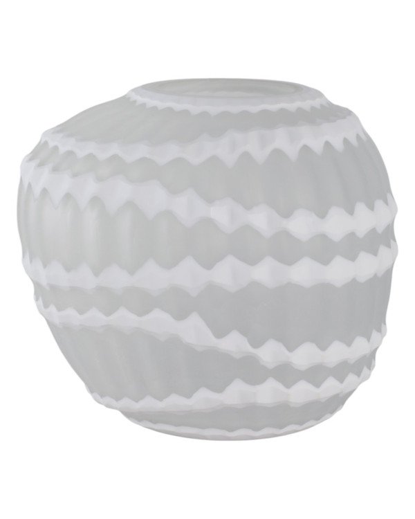 Florero de vidrio con diseño blanco chico