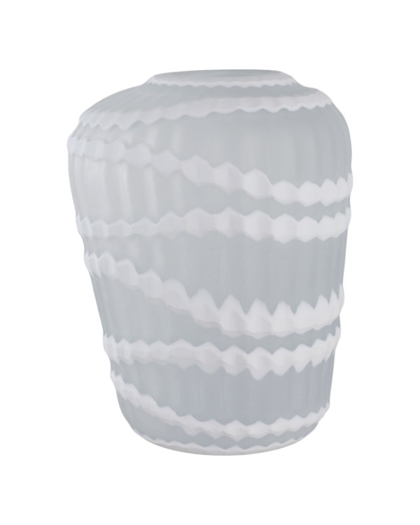 Florero de vidrio con diseño blanco grande 