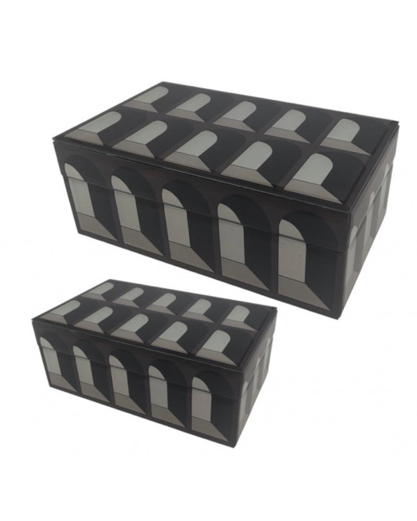 Set de dos cajas de blanco con negro