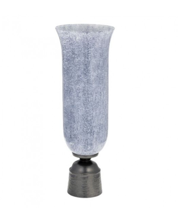 Copa de vidrio azul con base de metal 