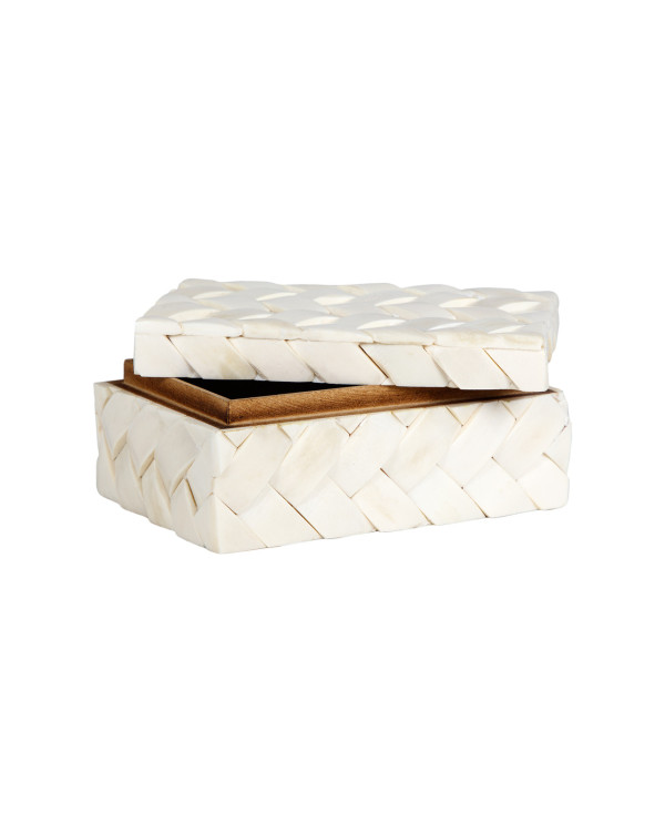 Caja decorativa blanca entrelazada