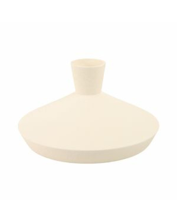 Florero beige de ceramica bajo