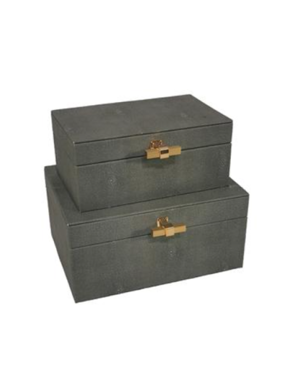 Set de dos cajas grises de vinipiel 