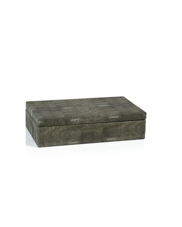Caja gris grande de piel sintética