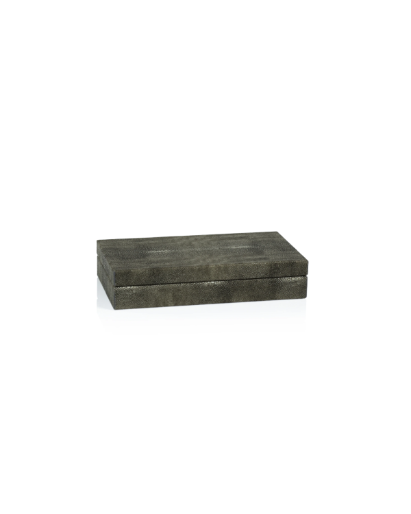 Caja gris chica de piel sintética