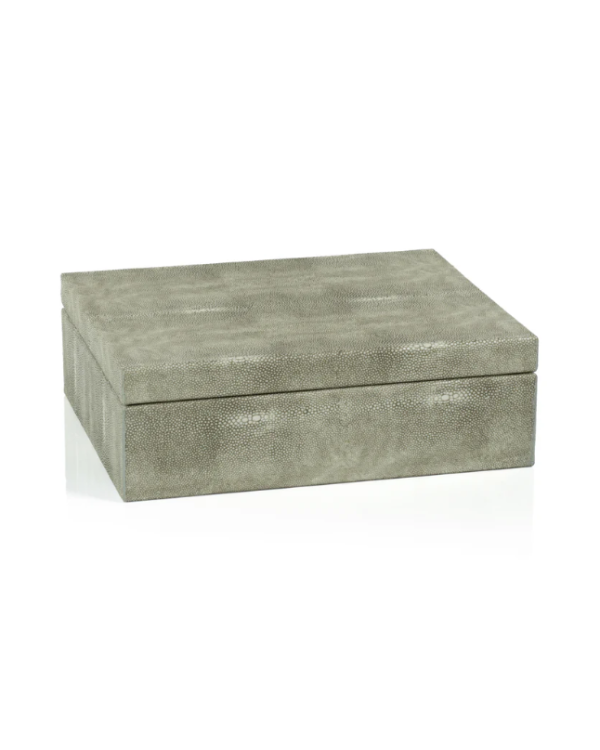 Caja de vinipiel gris grande 