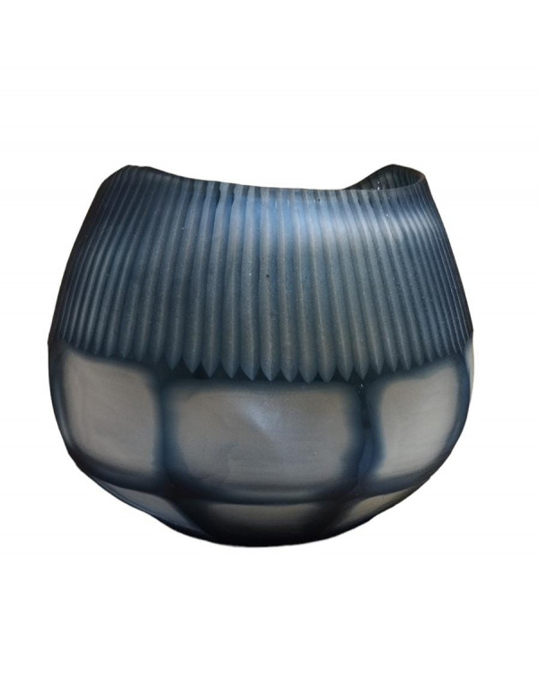 Bowl de vidrio con diseño azul 
