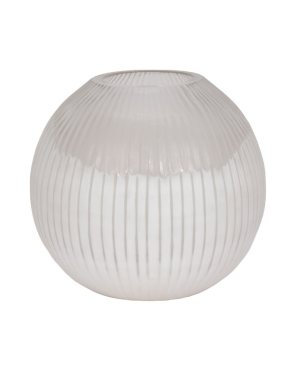 Jarrón de cristal con líneas bajo