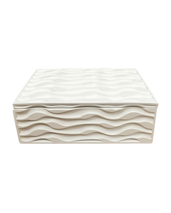 Caja decorativa con ondas blanca
