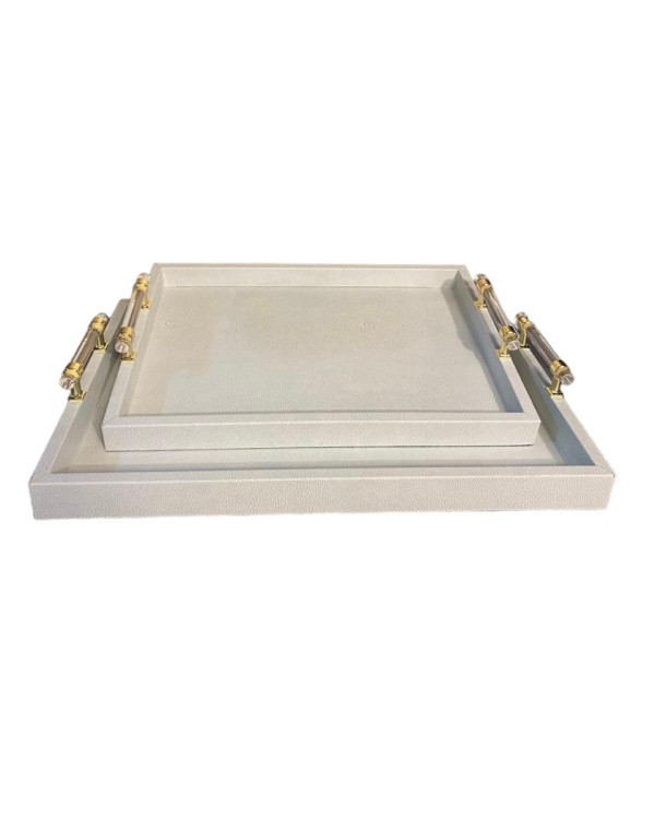 Set de dos charolas de vinipiel Evora