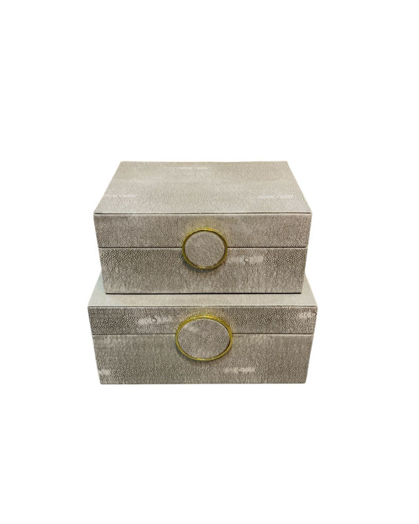 Set de cajas con filo dorado 