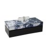 Caja negra con tapa marmoleada verde y asa de prisma