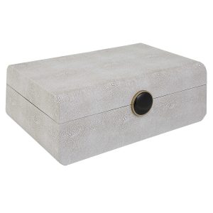 Caja de vinipiel beige con botón