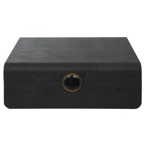 Caja negra de vinipiel con botón