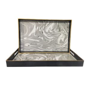 Set charolas con diseño blanco y gris