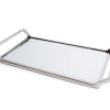 Charola de espejo rectangular con asas.