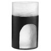 Base de vidrio opaco con diseño blanco y negro grande.