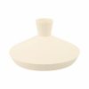Florero beige de ceramica bajo
