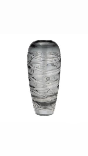 Alternative view of Florero de vidrio gris con textura