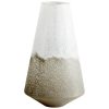 Jarrón de vidrio gris con blanco grande