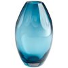 Florero de cristal azul grande