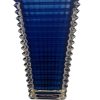 Florero de cristal azul grande