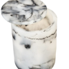 Vaso redondo con tapa gris con blanco
