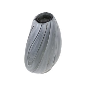 Alternative view of Jarrón gris con rayas blancas