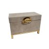 Caja rectangular de piel con base dorada chica
