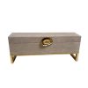 Caja rectangular de piel con base dorada grande