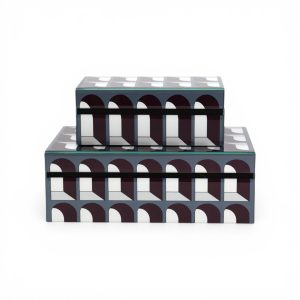 Set de dos cajas de blanco con negro