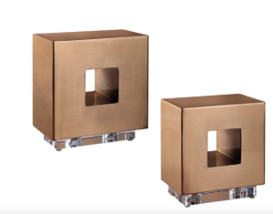Set de dos esculturas de cubo bronce
