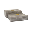 Set de dos cajas de vinipiel grises con asa dorada