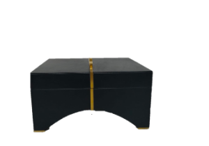 Caja azul curveada de vinipiel grande