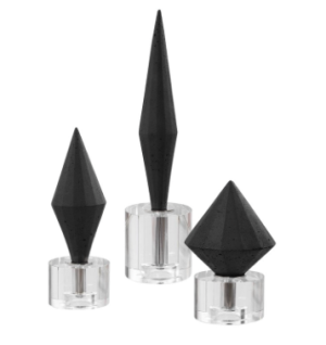 Set de tres esculturas de picos negros