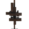 Escultura abstracta bronce con base blanca
