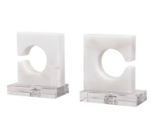 Portalibros de mármol con base de acrílico.