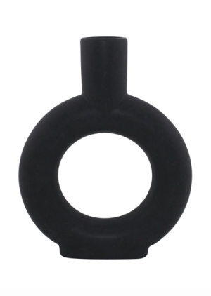 Jarrón de ceramica color negro.