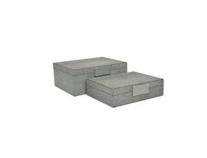 Set de cajas grises con rectángulo dorado