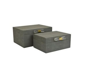 Set de dos cajas de vinipiel gris oscuro