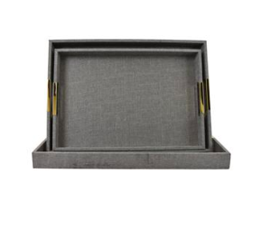 Set de tres charolas tipo lino gris