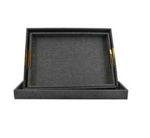 Set de tres charolas tipo lino gris oscuro